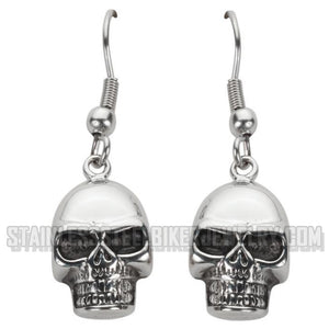 Heavy Metal Jewelry Ladies French Wire skull Earrings Stainless Steel