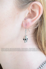 Load image into Gallery viewer, Biker Jewelry Ladies French Wire skull Earrings Stainless Steel Unisex