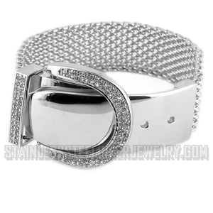Heavy Metal Jewelry Ladies Bling Belt Buckle Adjustable Bracelet Stainless Steel