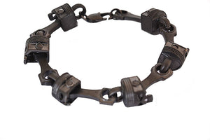 Punisher Skull and Piston Gunmetal Heavy Metal Jewelry Motorcycle Bracelet