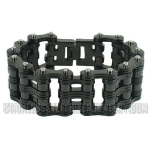 Heavy Metal Jewelry Men's Primary Motorcycle Bike Chain Bracelet Black Stainless Steel