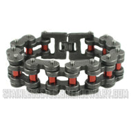Heavy Metal Jewelry Men's Motorcycle Bike Chain Bracelet Distressed Antique Finish Candy Red Rollers Stainless Steel SB1817