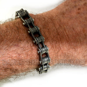 Heavy Metal Jewelry Men's Motorcycle Bike Chain Bracelet Stainless Steel Antiqued Edition