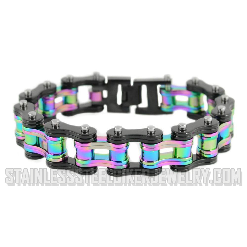 Rainbow Jewelry Stainless Steel Wristband Bicycle Chain Bracelet