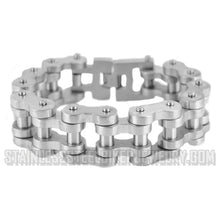 Load image into Gallery viewer, Heavy Metal Jewelry Men&#39;s Motorcycle Bike Chain Bracelet Brushed Silver  Stainless Steel