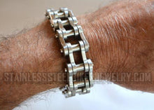 Load image into Gallery viewer, Heavy Metal Jewelry Men&#39;s Motorcycle Bike Chain Biker Bracelet Stainless Steel Silver Brushed Finish