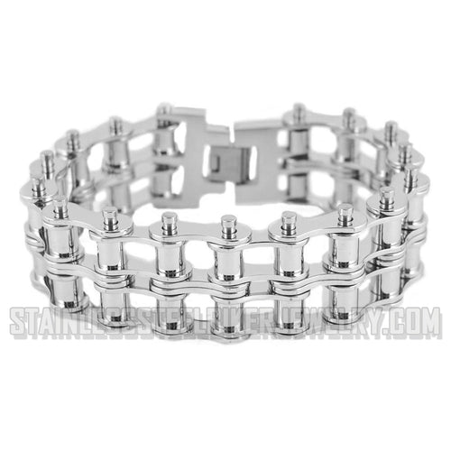 Heavy Metal Jewelry Men's Motorcycle Drive Chain Bracelet Chrome Stainless Steel