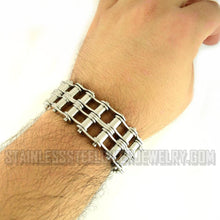 Load image into Gallery viewer, Heavy Metal Jewelry Men&#39;s Motorcycle Drive Chain Bracelet Chrome Stainless Steel