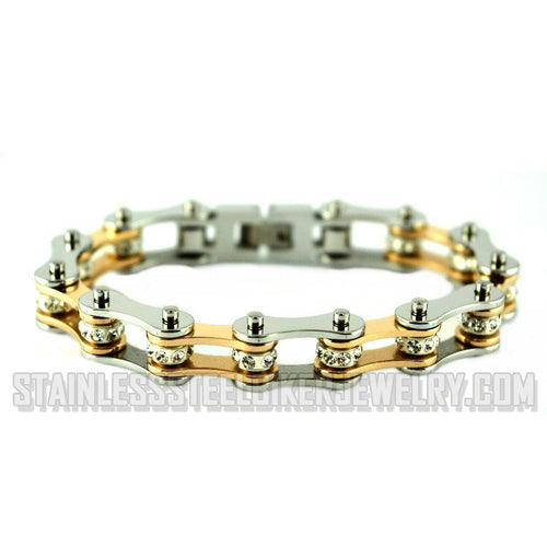 Heavy Metal Jewelry Ladies Motorcycle Bike Chain Stainless Steel Bracelet Silver/Gold