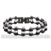 Load image into Gallery viewer, Heavy Metal Jewelry Ladies Motorcycle Bike Chain Stainless Steel Bracelet All Black Links