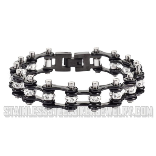 Heavy Metal Jewelry Ladies Motorcycle Bike Chain Stainless Steel Bracelet All Black Links