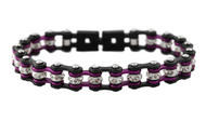 Heavy Metal Jewelry Ladies Motorcycle Bike Chain Bracelet Stainless Steel Gunmetal/Purple SB193