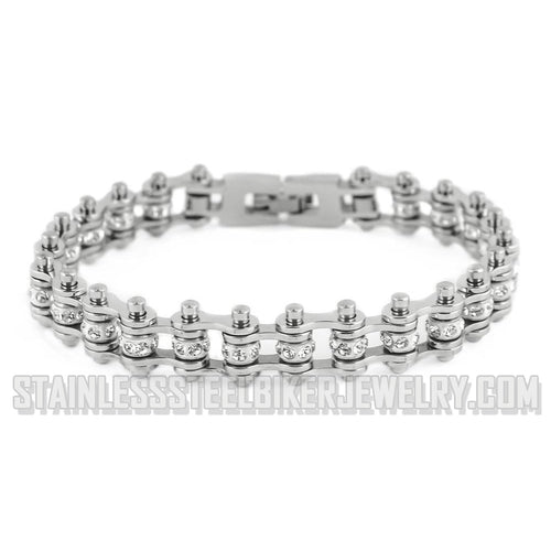 Heavy Metal Jewelry Ladies Motorcycle Mini Bike Chain Bracelet Stainless Steel Silver/Silver