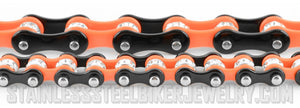 Heavy Metal Jewelry Ladies Motorcycle Mini Bike Chain Bracelet Stainless Steel Black & Orange