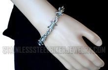 Load image into Gallery viewer, Heavy Metal Jewelry Men&#39;s Large Stainless Steel Barbed Wire Link Design Chain Bracelet