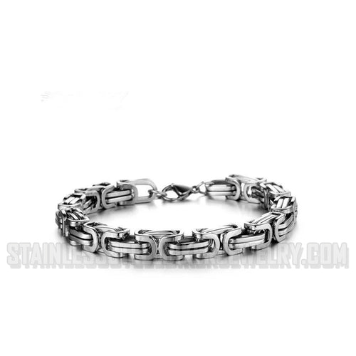 Heavy Metal Jewelry Bracelet Stainless Steel 7mm Byzantine Men's and Ladies