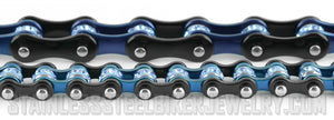 Heavy Metal Jewelry Ladies Motorcycle Bike Chain Stainless Steel Bracelet Black & Blue Police Edition