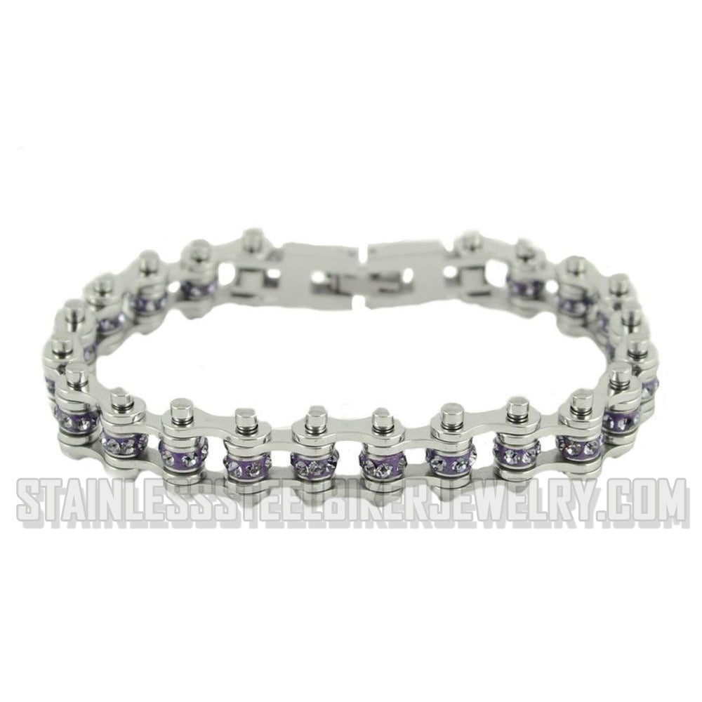 Heavy Metal Jewelry Ladies Mini Bike Chain Stainless Steel Bracelet June Alexandrite