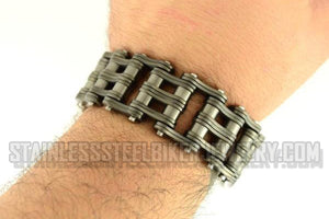 Heavy Metal Jewelry Men's Primary Motorcycle Bike Chain Bracelet Gunmetal Stainless Steel