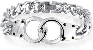 Heavy Metal Jewelry Men's Handcuff Bracelet Stainless Steel