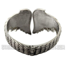 Load image into Gallery viewer, Heavy Metal Jewelry Ladies Wings Biker Bangle Cuff Bracelet Iridescent Crystals