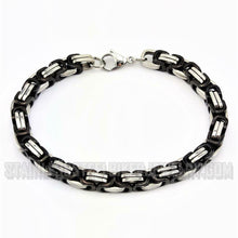 Load image into Gallery viewer, Unisex Stainless Steel Byzantine Bracelet Black an Chrome