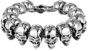 Biker Jewelry's Men's Heavy Skull Biker Bracelet Stainless Steel