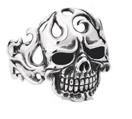 Huge Biker Jewelry Large Skull Cuff Bracelet with Flames Stainless Steel <br> SB38