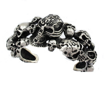 Load image into Gallery viewer, Biker Jewelry Crazy Skull Cuff Bracelet Stainless Steel