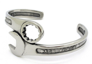Biker Jewelry's Men's Wrench Cuff Bracelet Stainless Steel