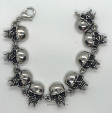 Load image into Gallery viewer, Biker Jewelry Vampire Stainless Steel Half Skull Biker Bracelet with Fangs