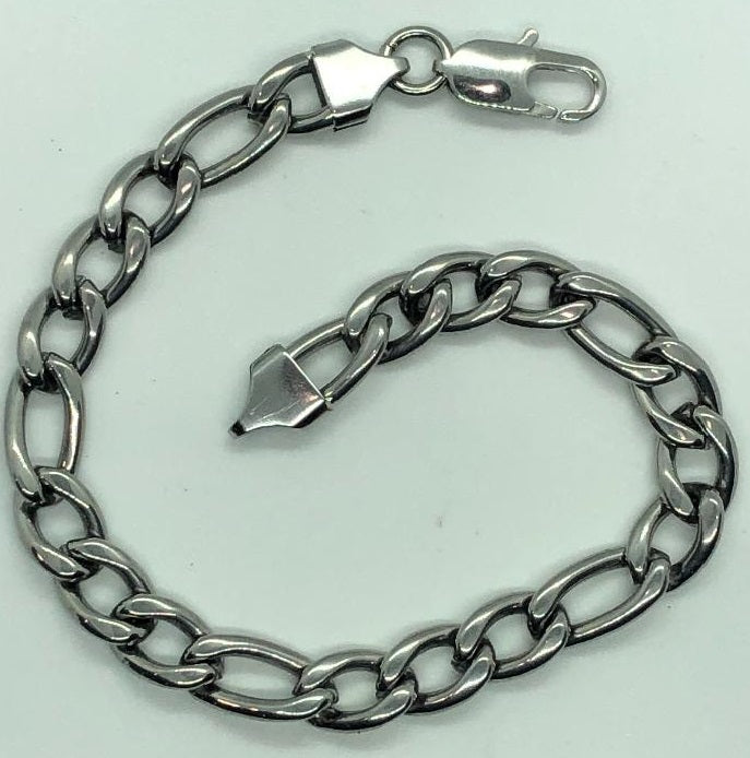 8mm Figaro Link Bracelet Men's Stainless Steel SB49