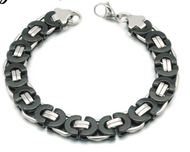 11mm TT Flat Byzantine Bracelet Black & Silver Stainless Steel SB67