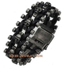 Load image into Gallery viewer, Biker Jewelry&#39;s Men&#39;s Leather / Stainless Steel Skull Biker Bracelet
