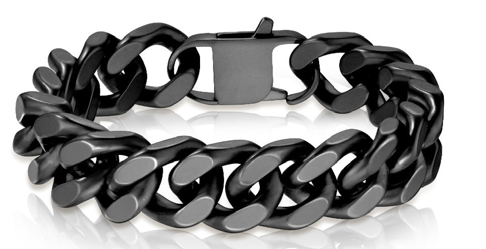 Black Stainless Steel Bracelet Designer Cuban Link 3 lengths