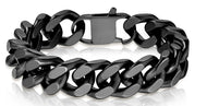 Men's 12mm Black Cuban Link Bracelet Designer Stainless Steel SB7