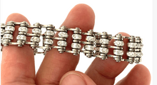 Load image into Gallery viewer, Ladies Stainless Steel Bling Motorcycle Tennis Bracelet with Crystals Double Rows