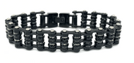 Women's Triple Black Bling Bike Chain Bracelet Double Row Crystals Stainless Steel SB84
