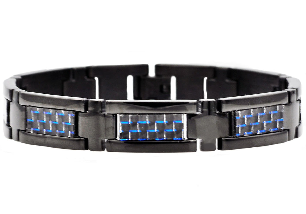 Unisex 1/2 inch Wide Stainless Steel Black / Blue Bracelet