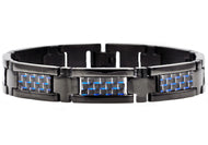 12mm Black & Blue Bracelet Carbon Fiber Inlays Stainless Steel<br> SB91