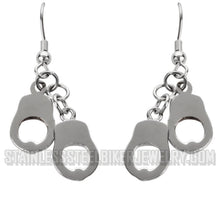 Load image into Gallery viewer, Biker Jewelry Ladies Small Double Handcuff French Wire Earrings Stainless Steel