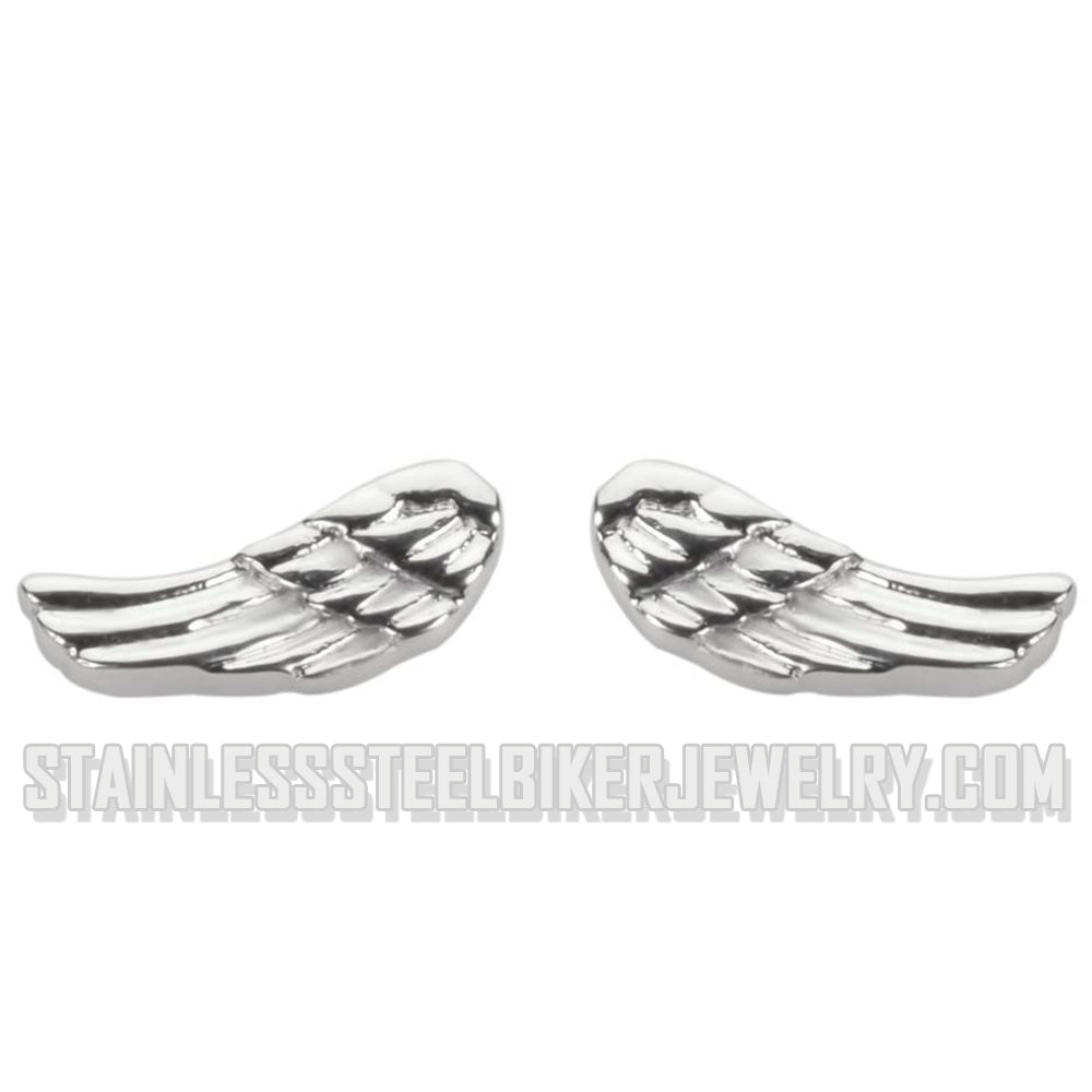 Heavy Metal Jewelry Angel Wing Earrings Stainless Steel Post & Nut