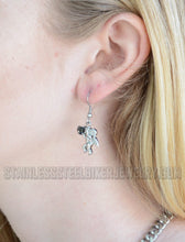 Load image into Gallery viewer, Heavy Metal Jewelry Ladies Cherub Angel French Wire Earrings Stainless Steel Black Heart