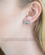 Load image into Gallery viewer, Heavy Metal Jewelry Ladies Cherub Angel Post &amp; Nut Earrings Stainless Steel