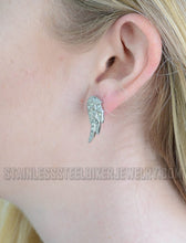 Load image into Gallery viewer, Heavy Metal Jewelry Ladies Angel Wing Bling Earrings Stainless Steel