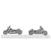 Load image into Gallery viewer, Biker Jewelry Ladies Classic Motorcycle Stud / Post Earrings Stainless Steel