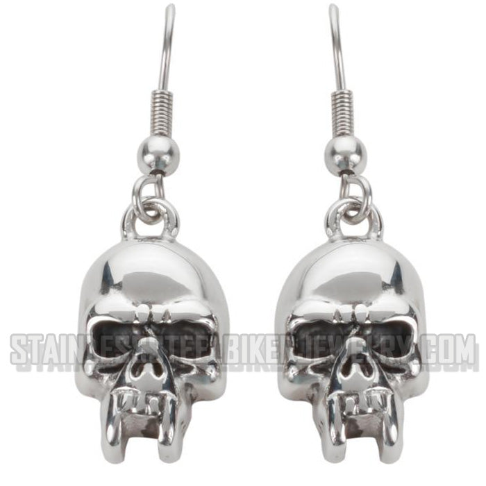 Heavy Metal Jewelry Ladies Vampire Skull French Wire Earrings Stainless Steel