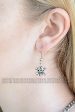 Load image into Gallery viewer, Heavy Metal Jewelry Ladies Skull &amp; Crossbones French Wire Earrings Stainless Steel
