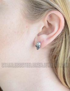 Heavy Metal Jewelry Ladies Skull Earrings Post & Nut Stainless Steel