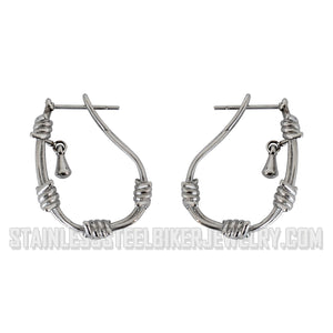 Heavy Metal Jewelry Ladies Barbed Wire Hoop Earrings Stainless Steel